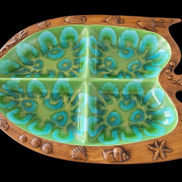 Vintage Treasure Craft Mid-Century Angel Fish Divided Serving Platter - Picture 2 of 9